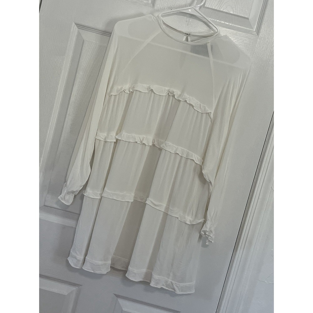 Reformation XS White Tiered Mini Dress Romantic Cottagecore Babydoll Ethereal - Picture 2 of 11